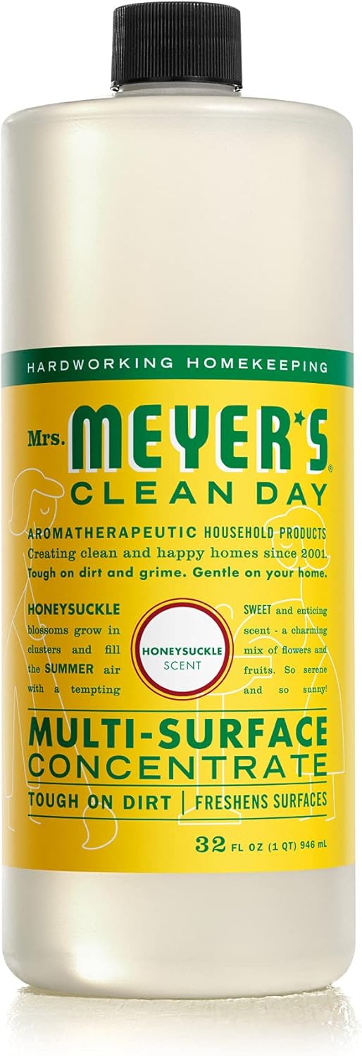 MRS. MEYER'S CLEAN DAY Multi-Surface Cleaner Concentrate, Use to Clean Floors, Tile, Counters, Honeysuckle, 32 Fl. Oz - Pack of 2