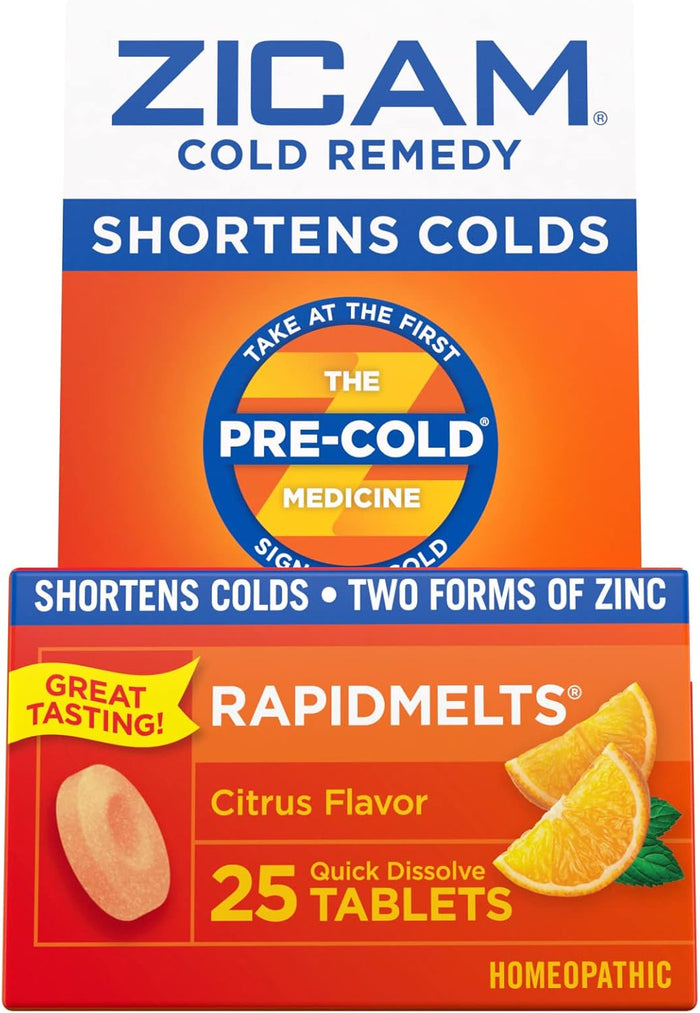 Zicam Cold Remedy Zinc Rapidmelts, Citrus Flavor, 25 Count (Pack of 1)