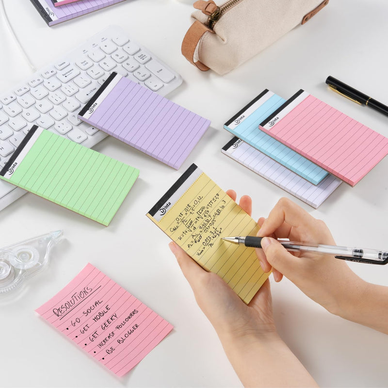 Dynta 36 Pcs 3x5 Note Pads, 45 Sheets Per College Ruled Mini Writing Pads, 80GSM Colored Paper 1620 Sheets, Multicolour Cute Notepads for Gift