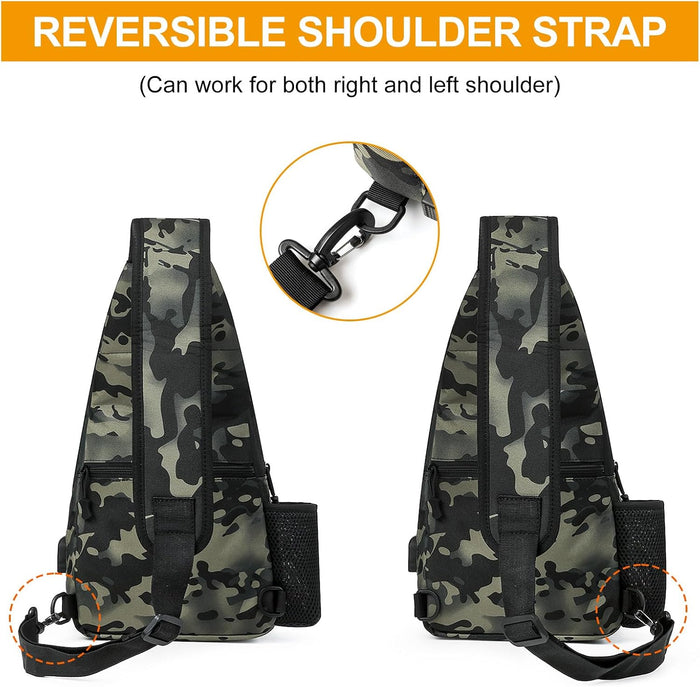 BAIGIO Tactical EDC Sling Bag Military One Strap Shoulder Backpack Molle Range Bags Chest Pack (#01-CP Black)