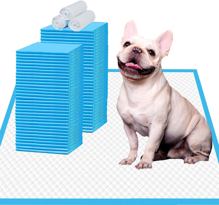 IMMCUTE Puppy Pads 22"x23" 100 Count | 6-Layer Leak-Proof & Super Absorbent Dog Training Pads | Disposable Potty Pads for Puppies, Dogs, Cats & Rabbits | Blue & White