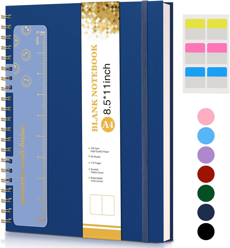 Spiral Notebook Journal 8.5” x 11”, A4 Large Notebooks for Women Men, College Ruled Lined Journal, 100 GSM Paper, Hardcover Spiral Bound Journals for Work School Writing Note Taking Business, Yellow