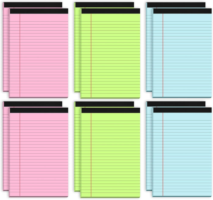 Pink Legal Pads 8.5 x 11 Notebook Paper, 12 Pack Colored Note Pads 8.5 x 11 Wide Ruled Note Paper 8 1/2 x 11, Letter Pads 8.5 x 11 Colored Notepads, Pink Legal Pads 8.5 x 11 Paper Pads, 30 Sheets/Pad