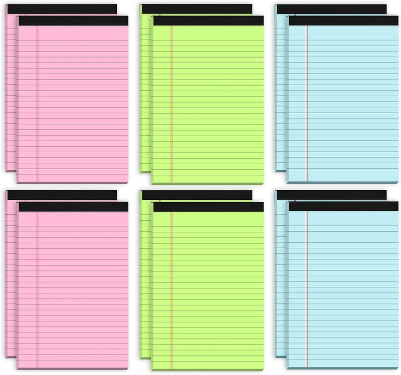 Pink Legal Pads 8.5 x 11 Notebook Paper, 12 Pack Colored Note Pads 8.5 x 11 Wide Ruled Note Paper 8 1/2 x 11, Letter Pads 8.5 x 11 Colored Notepads, Pink Legal Pads 8.5 x 11 Paper Pads, 30 Sheets/Pad