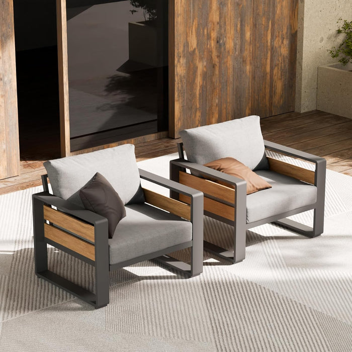 ZANDOR Aluminum Outdoor Patio Furniture Set, 5-Piece Metal Modern Outside Sectional Conversation Lawn Furniture with Coffee Table & Washable Thick Cushions,Seating Sofa for Garden/Backyard/Porch Grey