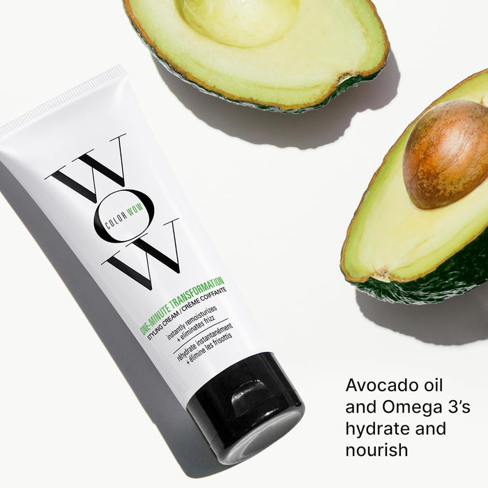 COLOR WOW One Minute Transformation – Instant frizz fix| Nourishing styling cream smooths, tames + defrizzes on the spot| Avocado oil + Omega 3’s hydrate, repair for silkier, smoother texture
