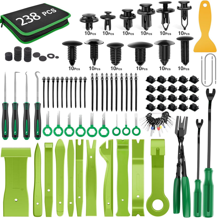 GOOACC 240PCS Bumper Retainer Clips Car Plastic Rivets Fasteners Push Retainer Kit 12 Popular Sizes Auto Push Pin Rivets Set -Door Trim Panel Fender Clips for GM Ford Toyota Honda Chrysler
