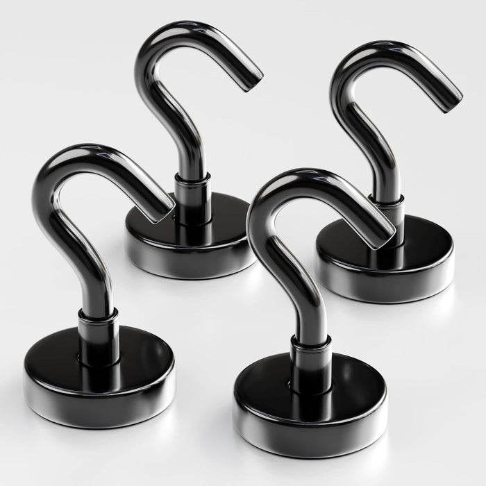 Magnetic Hooks 27 LBS (Pack of 10 Silver) - Heavy Duty Neodymium Hooks for Outdoor & Backyard Use - Strong Rare Earth Magnets for Cruise Cabins - Magnetic Hooks for Kitchen & Refrigerators
