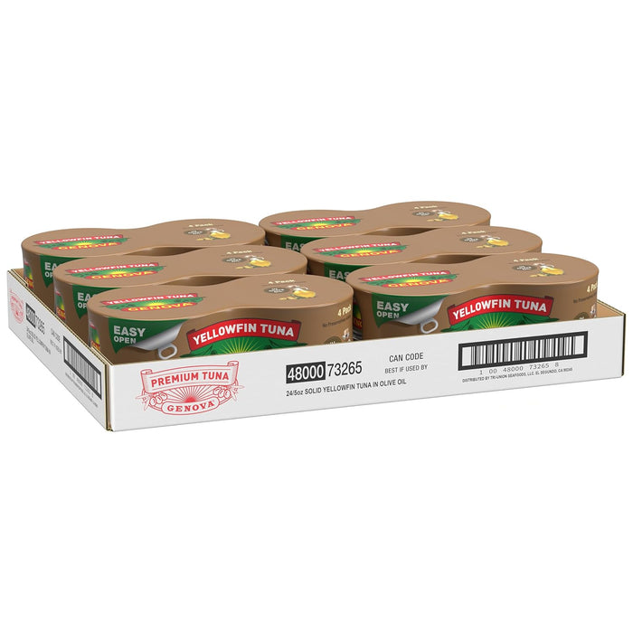 Genova Premium Yellowfin Tuna in Olive Oil, 5 Ounce Cans, 24-Pack – Nutrient Rich, High Protein Canned Tuna Fish - Delicious, Easy, Nutritious Ready to Eat Meals