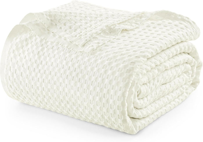 Utopia Bedding Khaki 100% Cotton Waffle Blanket 300 GSM [King - 90x108 Inch] Soft Lightweight Breathable Bed Blanket for All Season
