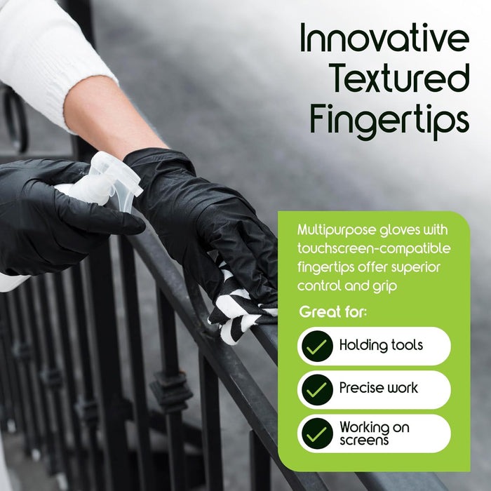 Inspire Black Nitrile Disposable Gloves | 4.5 Nitrile Medical Exam Cooking Cleaning Disposable Black Gloves (Box Of 100, Medium)