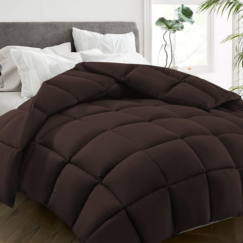 HYLEORY Queen Comforter, All Season Down Alternative Duvet Insert, Winter Warm Quilted Bed Comforter with Corner Tabs,Machine Washable, Dark Grey, 88x88 Inch