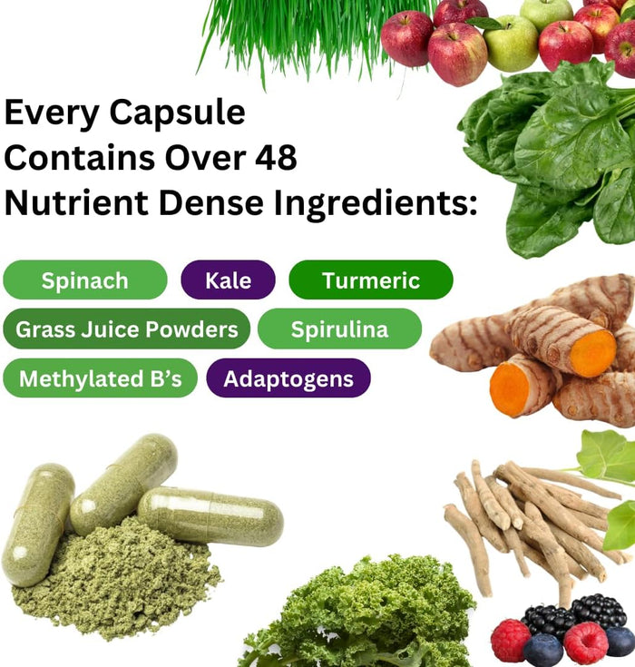 Paradise Herbs Earth's Blend Women's Once Daily Multivitamin with Iron, 48 Organic Superfoods, Probiotics, Antioxidants, Vitamins A, B12, C, D, K2, Daily Superfood, 30 Capsules