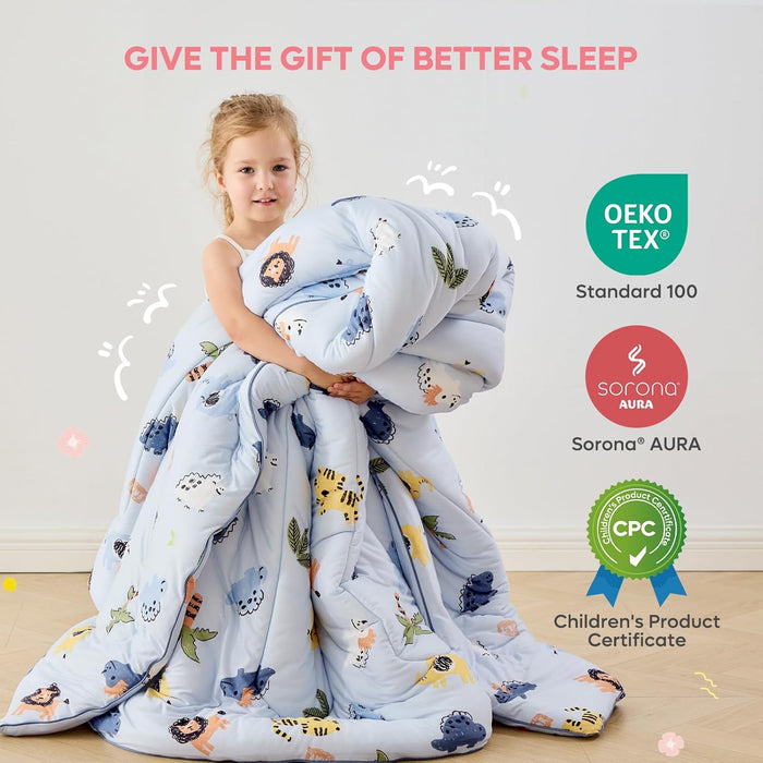Bestier Kids Comforter Set - 2 Pieces Toddler Bedding Sets for Boys and Girls, Sorona® Natural Plant Fiber Comforter Sets with Oeko-TEX® Standard 100/CPC Certification, Toddler Size, 42“x57”