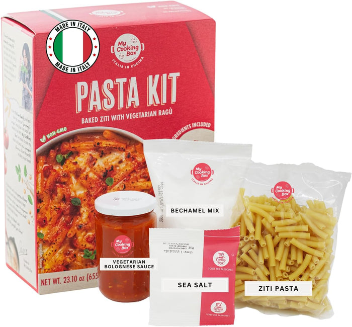 My Cooking Box Pasta Meal Kit, Baked Ziti Pasta Kit, Gourmet Dinner Kit Recipe, Product of Italy, Pre-portioned Ingredients in one Box, 2/3 Servings, Cooking Box, Family Meal