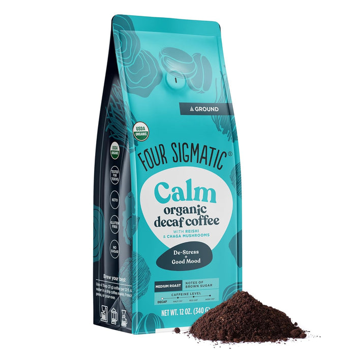 Four Sigmatic Focus Mushroom Coffee | Organic Ground Coffee with Lion's Mane Mushroom and Chaga for Better Focus and Immune Support | 12oz Bag