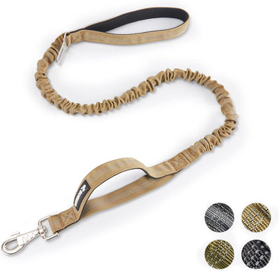 BUMBIN 6Ft Dog Leash Large Dogs, Bungee Dog Leash with 2 Handles, Heavy Duty Leashes for Medium Small Dogs, No Pull Shock Absorbing ，with Car Seat Belt for Training, Brown