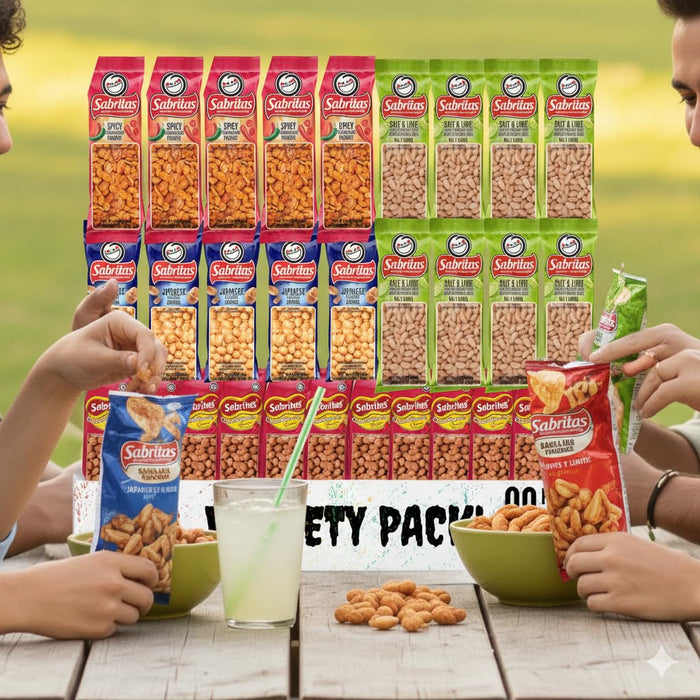 Sabrita's Variety Pack Peanuts, Individually Wrapped - Christmas Gift - Sampler Bulk Care Package Gift Box (30 Count)