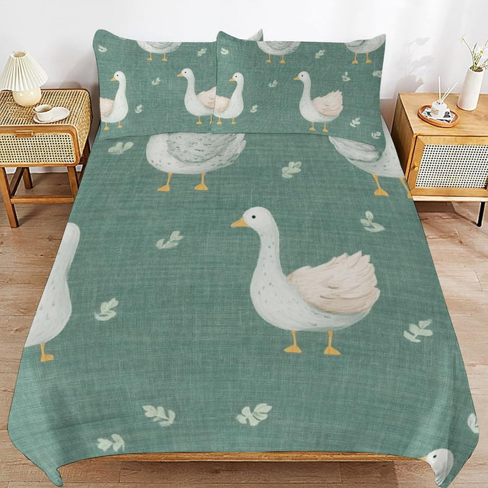 Yellow Duckies Waves Comforter Sets Full Size 3pcs Queen Comforter Bedding Set with 2 Pillowcases for Kids 79"x90"(Full)