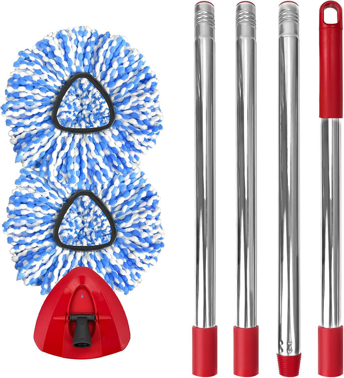 Spin Mop Replacement Head for O-Ceda RinseClean 2 Tank System, Microfiber Mop Refills, Easy to Replace, Include 3 Cedar Mop Replace Heads, 1 Extra Mop Replacement Base