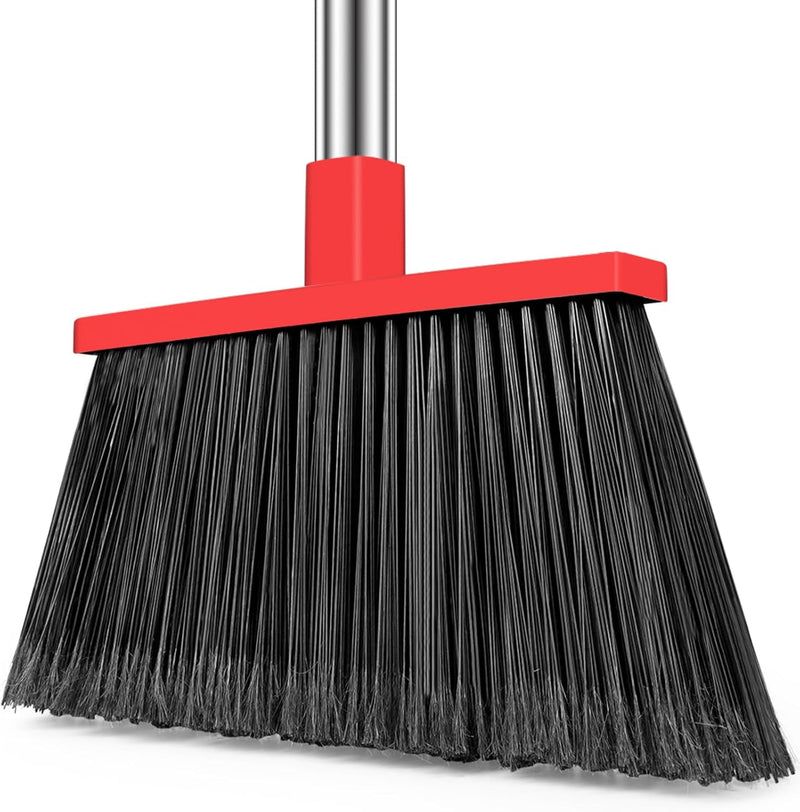 PBHEPJ Broom, 4 Pack Outdoor Broom for Floor Cleaning, 58" Long Stainless Steel Handle, Hard Bristle Angle Broom for Sweeping Indoor, Commercial, Industrial, Garage, Kitchen