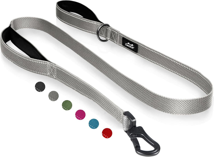 TwoEar 4FT 1IN Strong Rose Dog Leash with 2 Padded Handles, Traffic Handle Extra Control, Comfortable Soft Dual Handle, Auto Lock Hook, Reflective Walking Lead for Small Medium and Large Dogs
