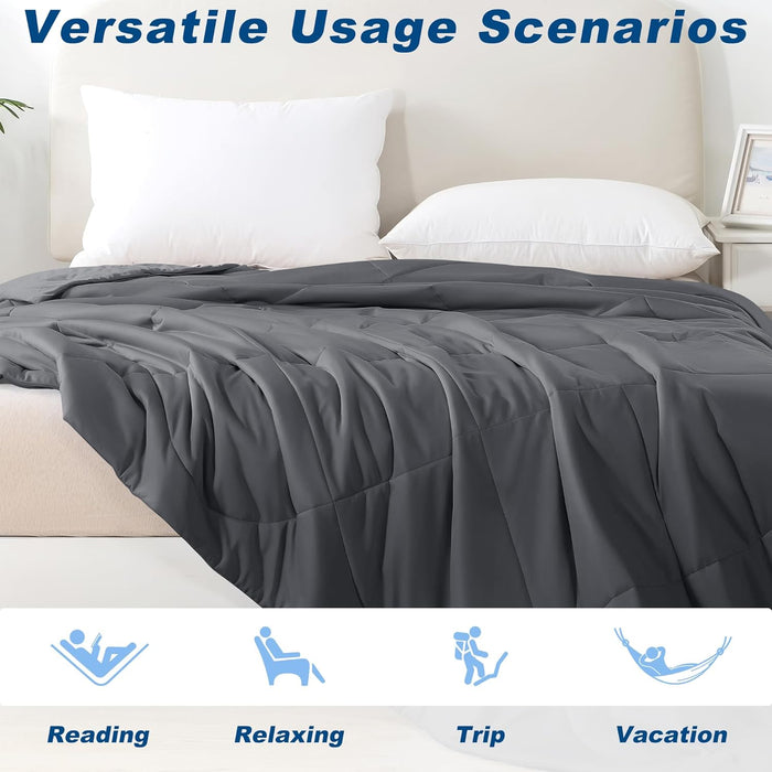 Cooling Comforter Queen Size, Double-Sided Cold Tech Fabric Quilted Bed Comforters Cooling Blanket for Hot Sleepers, Breathable Lightweight Summer Bedding, All-Season Ice Blanket, Dark Gray