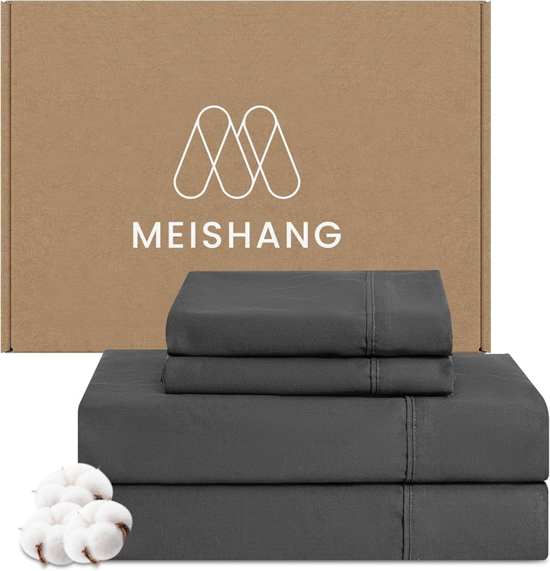 MEISHANG 1000 Thread Count Egyptian Cotton Sheets King - 100% Egyptian Cotton Sheet Set, Sateen Weave, Soft & Breathable, 16" Deep Pockets - 4 Piece (King, Dark Green)