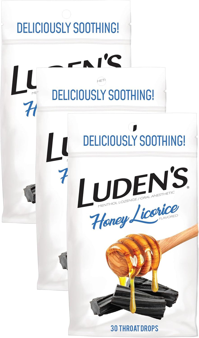 Luden's Sore Throat Relief Lozenges for Minor Everyday Irritation & Dry Mouth, Wild Cherry Flavored Drops, 30 Count