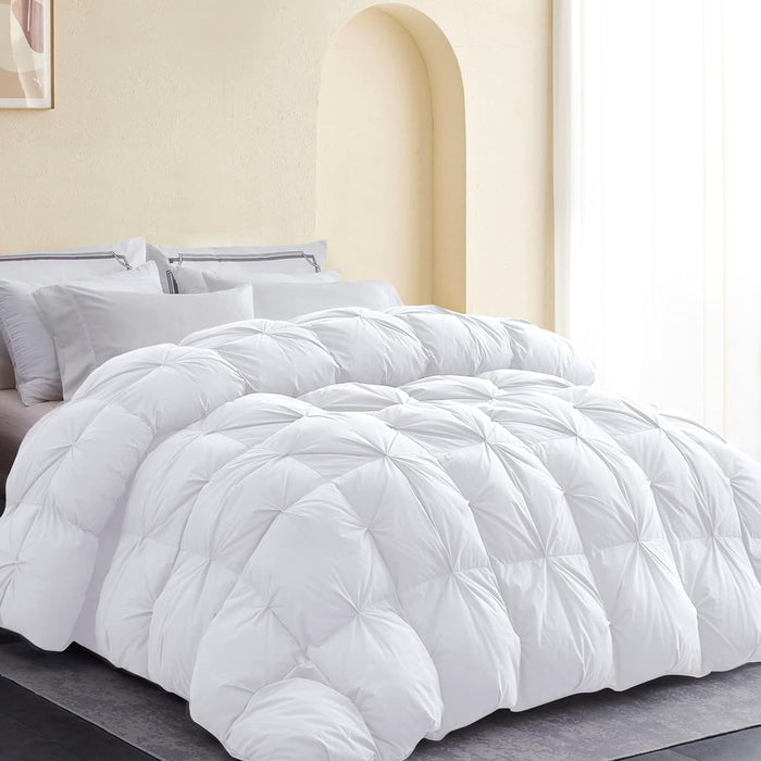 SNOWMAN Premium Down Comforter King Size, Luxurious All Season Duvet Insert with Cotton Blended Fabric, 44oz Fill Weight 3D Baffle Box Design Hotel Bedding Comforter (Blue,106"x90")