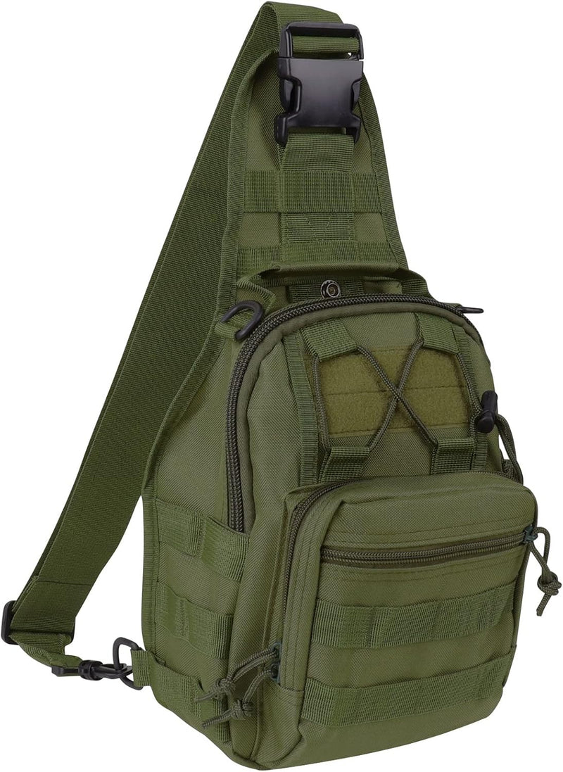 Qcute Tactical Backpack, Waterproof Military Cross-body Molle Sling Shoulder Backpack Chest Bag for Outdoor Every Day Carry