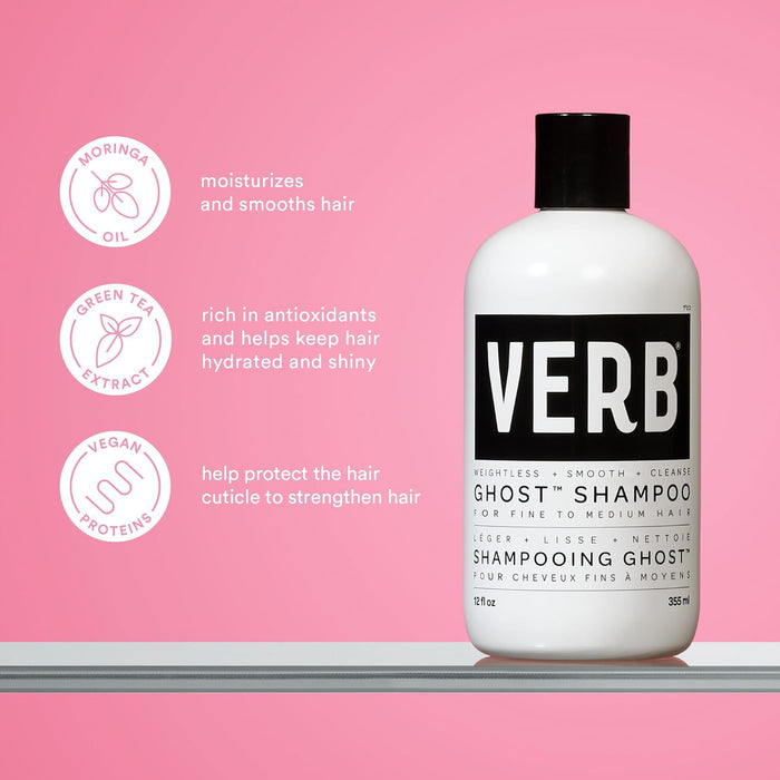 VERB Ghost Shampoo - Infused with Moringa Oil - Cleanses Fine and Weighed Down Hair - Vegan, No Parabens or Harmful Sulfates