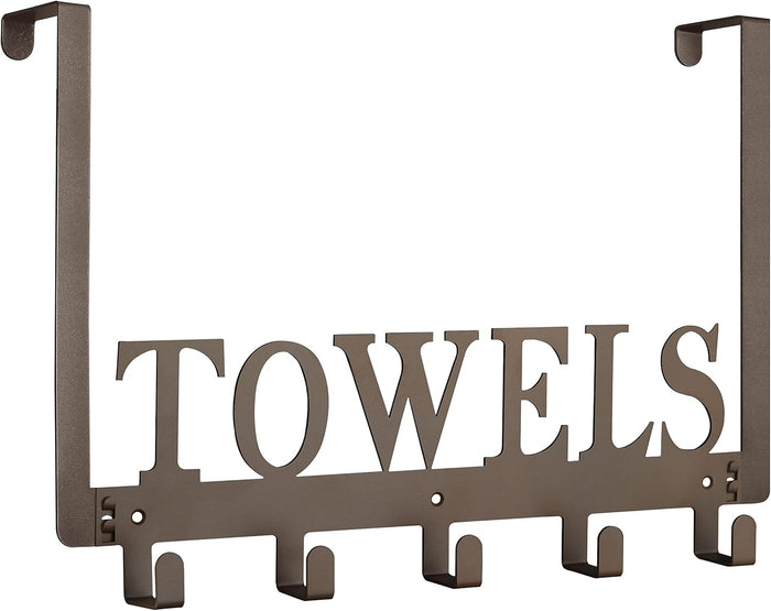 Over The Door Hooks - Towel Holder for Bathroom, Bedroom, Kitchen & Pool - Sandblasted Black Metal Wall Mount