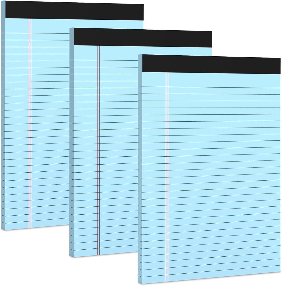 3 Pack White Legal Pads 8.5 x 11 Note Pads, Wide Ruled Notepads, Micro Perforated Lined Note Writing Pads 30 Sheets per Notepad Double-Side Printed Legal Note Pad 8.5x11'' for Home, Office, School