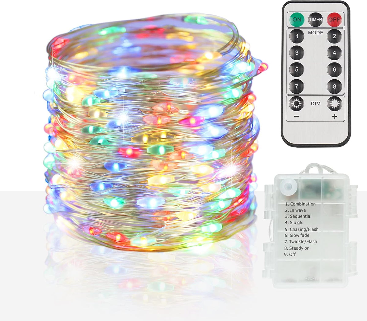 suddus 33ft 100 LED Outdoor String Lights, Warm White Fairy Lights Battery Operated with Remote, Led Twinkle Lights for Bedroom, Dorm, Backyard, Wedding, Tree, Mason Jar, Wall, Christmas
