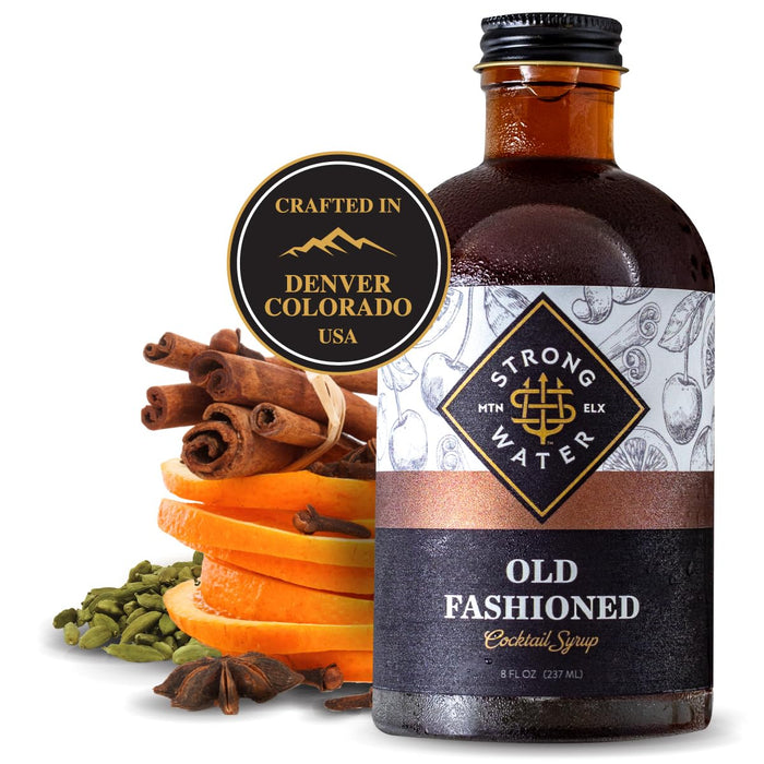 Strongwater Old Fashioned Mix - Makes 64 Cocktails - Handcrafted Old Fashioned Syrup with Bitters, Orange, Cherry, Organic Demerara Sugar - Craft Cocktail Mixer, Just Mix with Bourbon,Whiskey - 2 Pack