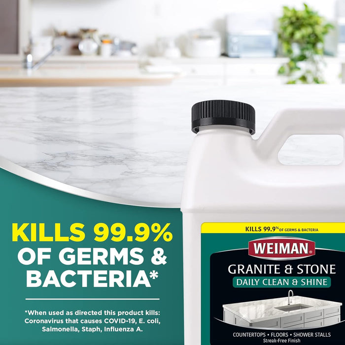 Weiman Disinfecting Granite Cleaner & Polish Value Pack - (1) 24 oz Spray Bottle, (1) 64 oz Refill