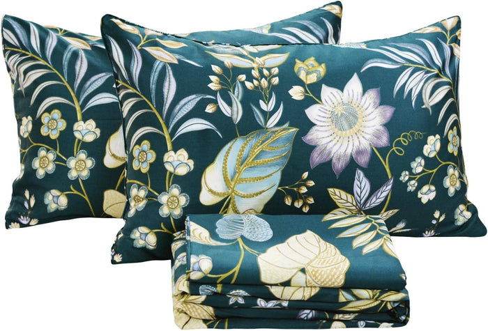 FADFAY Shabby Floral Bedding Elegant Peony Sheets Set Luxury Bedding Collections 100% Egyptian Cotton Deep Pocket, 4 Piece-King Size