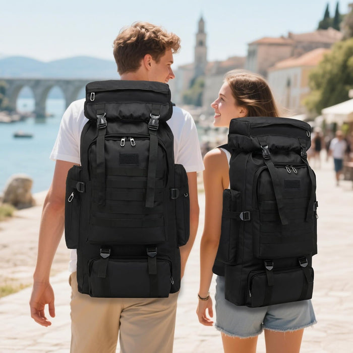 JUMAHE 80L 2-pack Hiking Backpack for Men with Sling Tactical Backpack - Rucksack Molle Military Tactical Waterproof Lightweight Camping Backpack 3 Day Assault Pack for Travel, Climbing, Backpacking