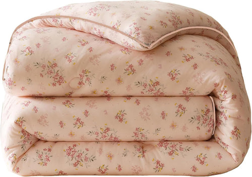 3PCS Comforter Set Queen Size, Ultra Soft Marshmallow Fluffy Comforter Bed Sets, Cute Bedding Set for Kids Girls Teen, Microfiber Lightweight All Seasons Bedroom (Pink Petals)