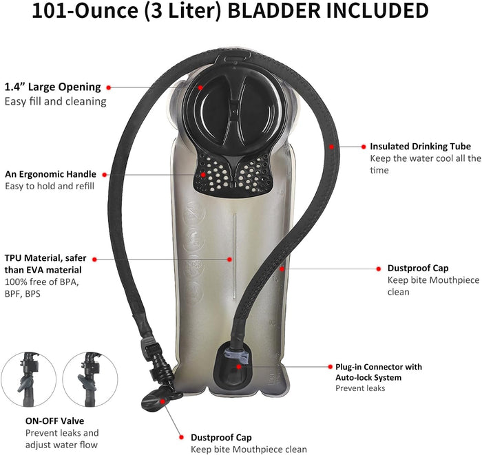 Unigear Tactical Hydration Packs Backpack 1050D with 3L Water Bladder, Thermal Insulation Pack Keeps Liquid Cool up to 4 Hours for Hiking, Cycling, Hunting and Climbing