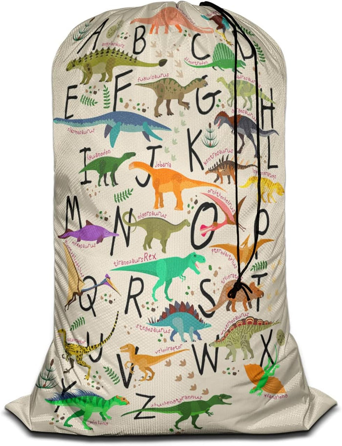 Swono Watercolor Sketch Poppy Large Laundry Bag Washable Large Dirty Clothes, Leaf Repeating Pattern Drawstring Organizer Bag, Fit Hamper Basket Camp Travel Home Dorm, Pink Black