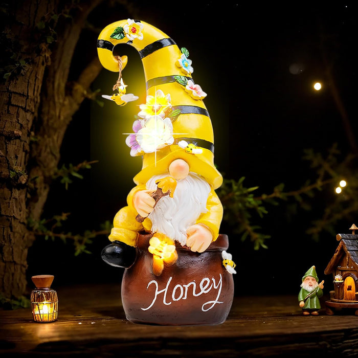 17 in Large Garden Gnome Statue with Solar Lights Sculptures Funny Triple Big Gnome Outdoor Patio Lawn Yard Balcony Garden Home Decor Gifts for Women Mom