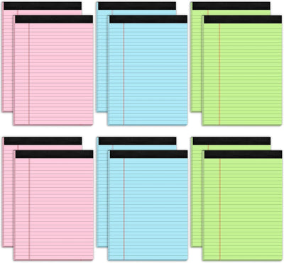 Pink Legal Pads 8.5 x 11 Notebook Paper, 12 Pack Colored Note Pads 8.5 x 11 Wide Ruled Note Paper 8 1/2 x 11, Letter Pads 8.5 x 11 Colored Notepads, Pink Legal Pads 8.5 x 11 Paper Pads, 30 Sheets/Pad