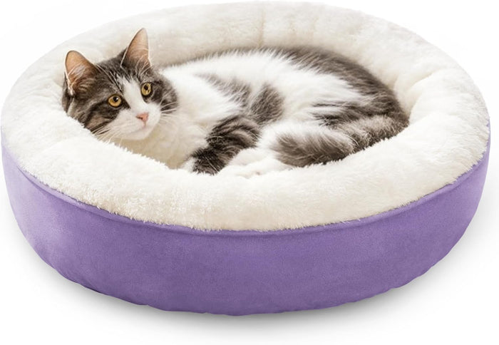 Love's cabin Round Donut Cat and Dog Cushion Bed, 20in Bed for Cats or Small Dogs, Anti-Slip & Water-Resistant Bottom, Super Soft Durable Fabric Pet Beds, Washable Luxury Cat & Dog Bed Gray