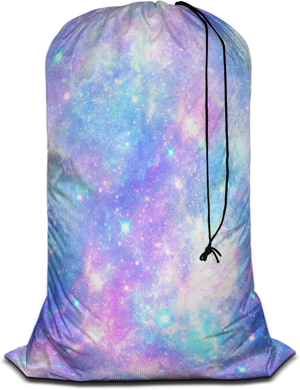 Swono Watercolor Sketch Poppy Large Laundry Bag Washable Large Dirty Clothes, Leaf Repeating Pattern Drawstring Organizer Bag, Fit Hamper Basket Camp Travel Home Dorm, Pink Black