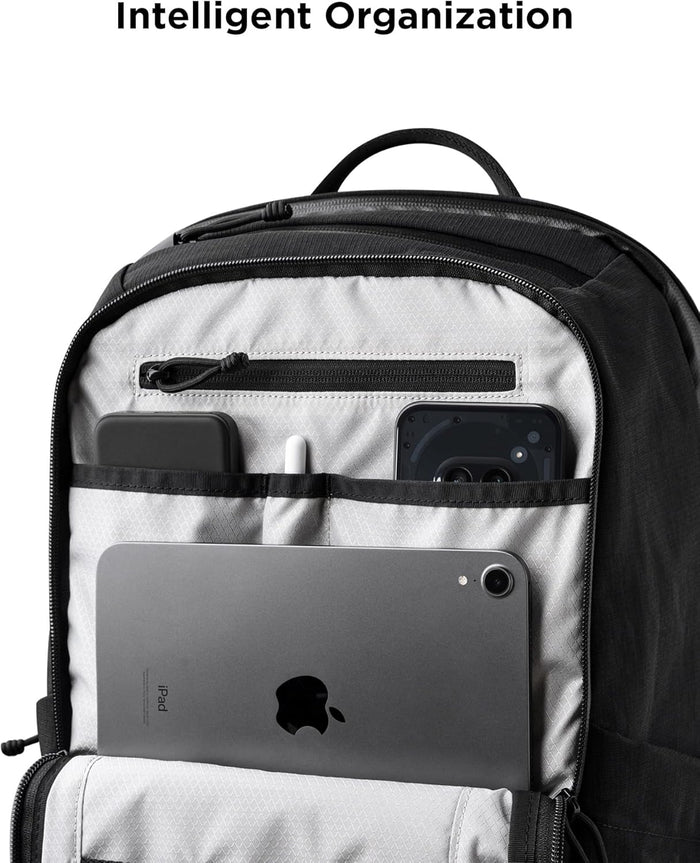 ALPAKA Elements Backpack Pro 24L - Black Laptop Backpack Fits 16'' Laptop with Dual Bottle Pockets, Travel Backpack for Men, Weather-Resistant 400D Axoflux Fabric for Business or College