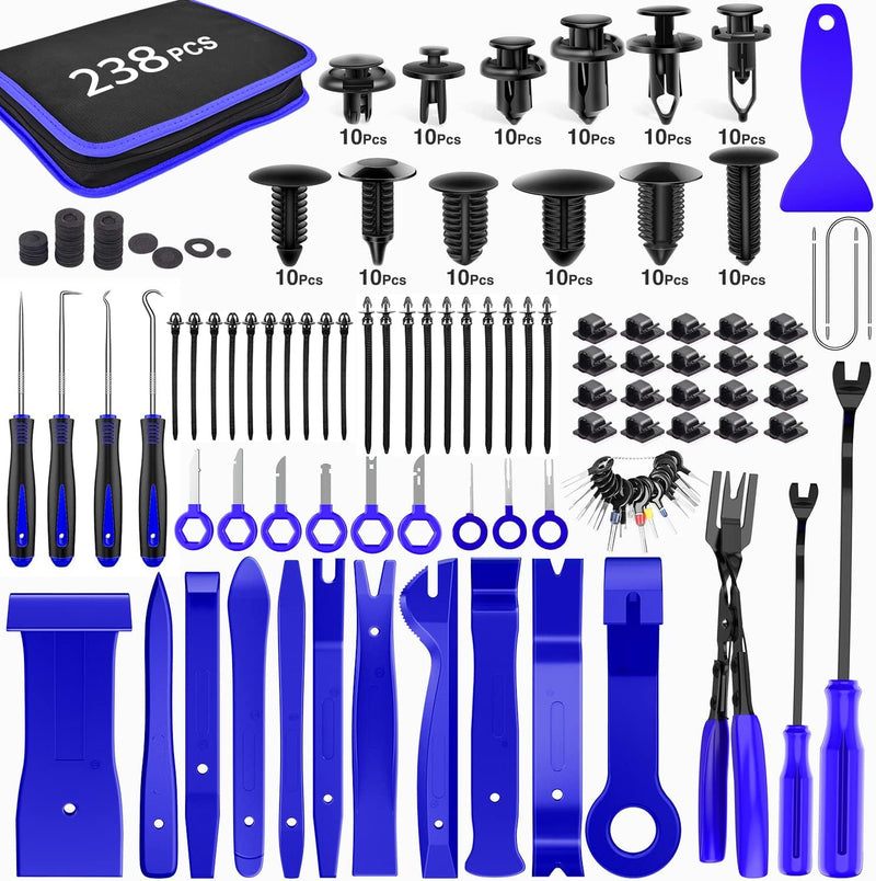 GOOACC 240PCS Bumper Retainer Clips Car Plastic Rivets Fasteners Push Retainer Kit 12 Popular Sizes Auto Push Pin Rivets Set -Door Trim Panel Fender Clips for GM Ford Toyota Honda Chrysler