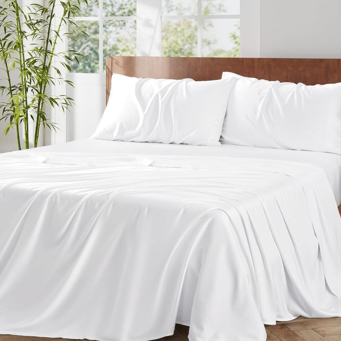 King Sheet Set, 100% Rayon Derived from Bamboo, 4-Piece, 16 Inch Deep Pockets, Cooling Sheets for King Size Bed Set, Breathable & Silky Soft, Hotel Bedding Sheets & Pillowcases, Baby Blue