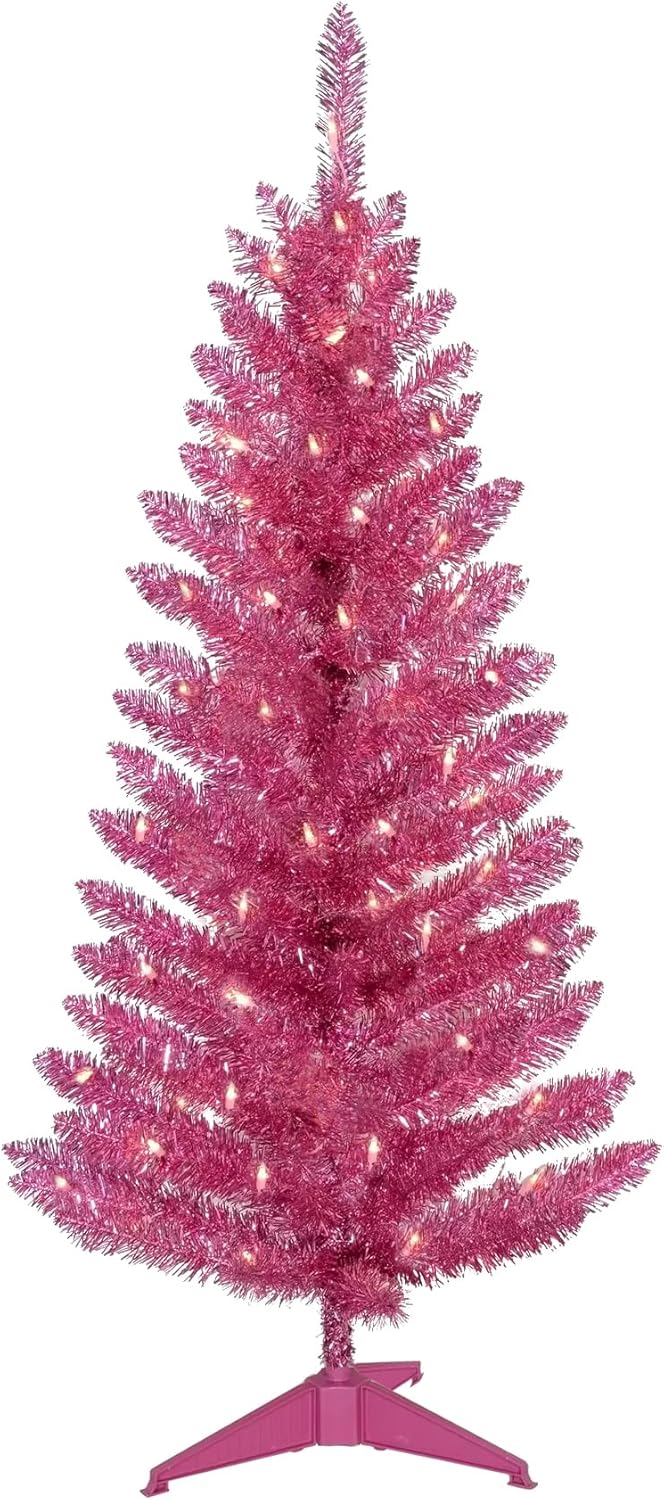 Kadunmina 4FT Artificial Christmas Tree with Stand Small White Lighted Xmas Tree 122 Branch Tips for Indoor